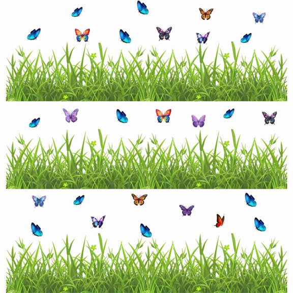 SkyOlla Walking in Garden Wall Sticker - 175x25 cm Self Adhesive Butterfly and Flower Border Vinyl Design - Peel & Stick Wall Decor for Bedroom, Living Room, Home