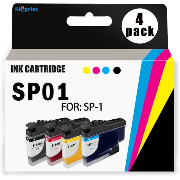 SkyPrint High Capacity SP1 SP-1 SP01 Ink Cartridges Replacement for SP-1 Sublimation Printer Ink.4-Pack SP-1 Sublimation Ink SP01BKS SP01CS SP01MS SP01YS
