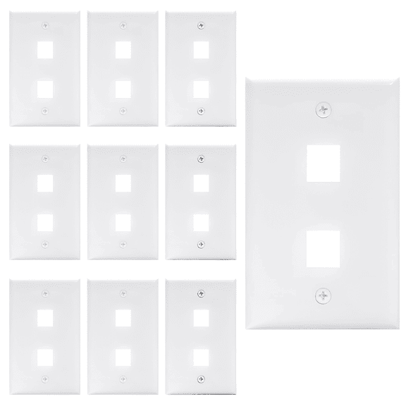 SkyQ 2-Port Ethernet Wall Plates (10-Pack) for Neat and Organized Ethernet RJ45 Connections-Convenient and Versatile(White)