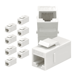 SkyQ RJ45 Ethernet Coupler Cat7,Cat6,Cat5 Inline Keystone Connector,Female to Female RJ45 Keystone Coupler for Patch Panel-Ethernet Wall Plate (White-10 Pack)