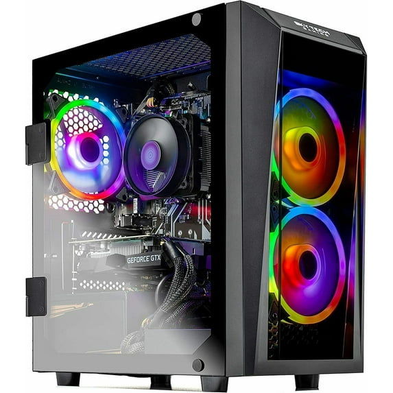 SkyTech Blaze II Gaming Computer PC Desktop - Intel Core-i3 10100F 3.6GHz, GTX 1650 Super 4G, 500G SSD, 8GB DDR4 3200, RGB, AC WiFi, Windows 10 Home 64-bit