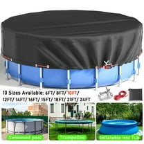 SHELTUSE 10 ft Round Pool Cover Oxford Round Pool Solar Cover Above Ground with Steel Rope for Above Ground Pools, Above Ground Pool Cover, Winter Pool Cover, Black