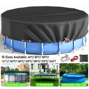SHELTUSE 12 ft Round Pool Cover Oxford Round Pool Solar Cover Above Ground with Steel Rope for Above Ground Pools, Above Ground Pool Cover, Winter Pool Cover, Black