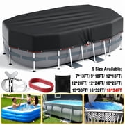 SHELTUSE 18X34 Ft Oval Pool Cover, Solar Pool Covers for Above Oval Pools, Winter Pool Cover Protector, PE Tarp Ideal for Waterproof and Dustproof, Black