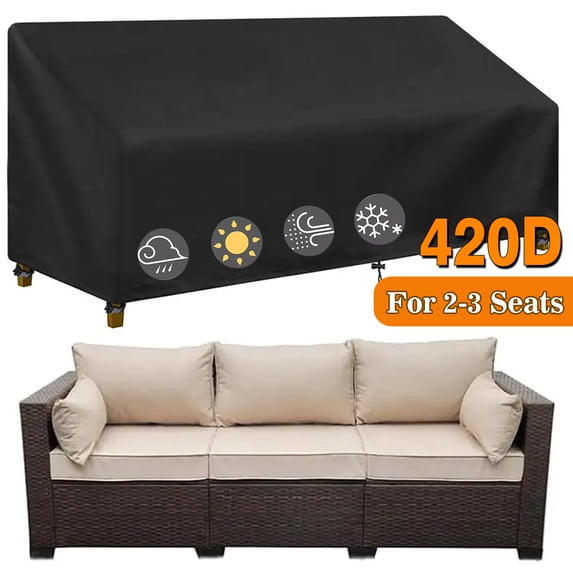 SHELTUSE Outdoor Couch Cover Waterproof, Outdoor Patio Furniture Covers, Durable Oxford Cloth Patio 2-Seater Sofa Cover, Black, 53 x 26 x 35 inch