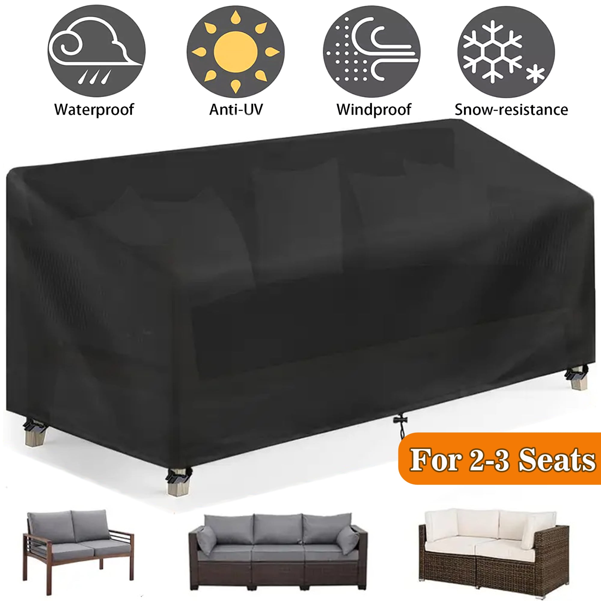 SHELTUSE Patio Furniture Covers 64 x 26 x 35 inch Waterproof Outdoor Patio Chair Covers Durable Rectangular Sofa Covers Patio Furniture Set Cover Resistant for Rain Snow Dust Anti-UV Windproof
