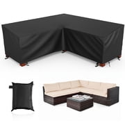 SHELTUSE Heavy Duty Outdoor Sectional Sofa Cover, Thickened Waterproof 420D Patio Furniture Cover, 100'' x 100'' x 34'' x 31''H, Black