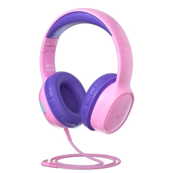 SkyVision Tech KH01 Wired Kids Over-Ear Headphones, 85dB Safe Volume Limit Foldable Lightweight for School Travel, Compatible with PC Tablet, Pink