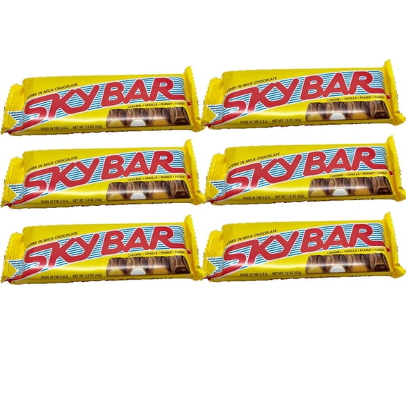 Skybar Classic Sky Bar 1.5 oz Chocolate Candy Bar, 6 Pack
