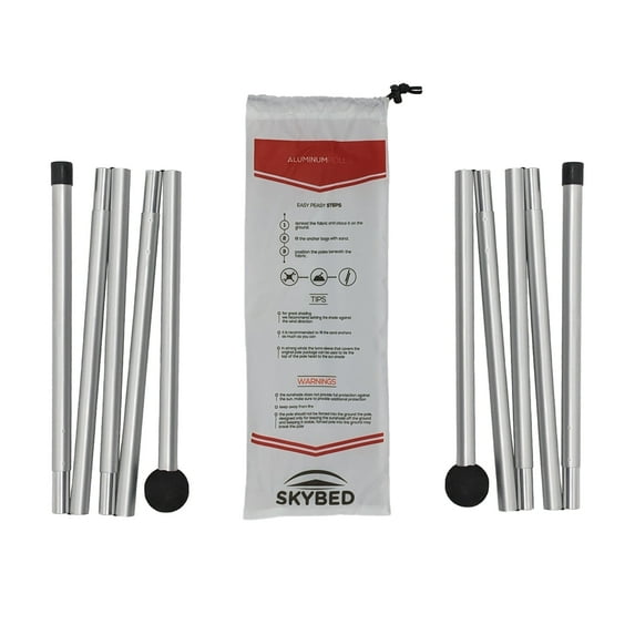 Skybed Beach Shade Rear Poles Kit 70" Tall - Increases Stability and Shade Area of Skybed XL Shade