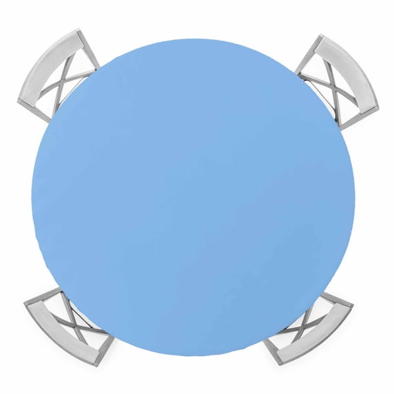 Skyblue Pattern Elastic Fitted Round Table Cover Pure Colour Waterproof Outdoor Tablecloth for Holiday Party, Picnic, Patio & Dining Fits Tables Up to 55"-60"