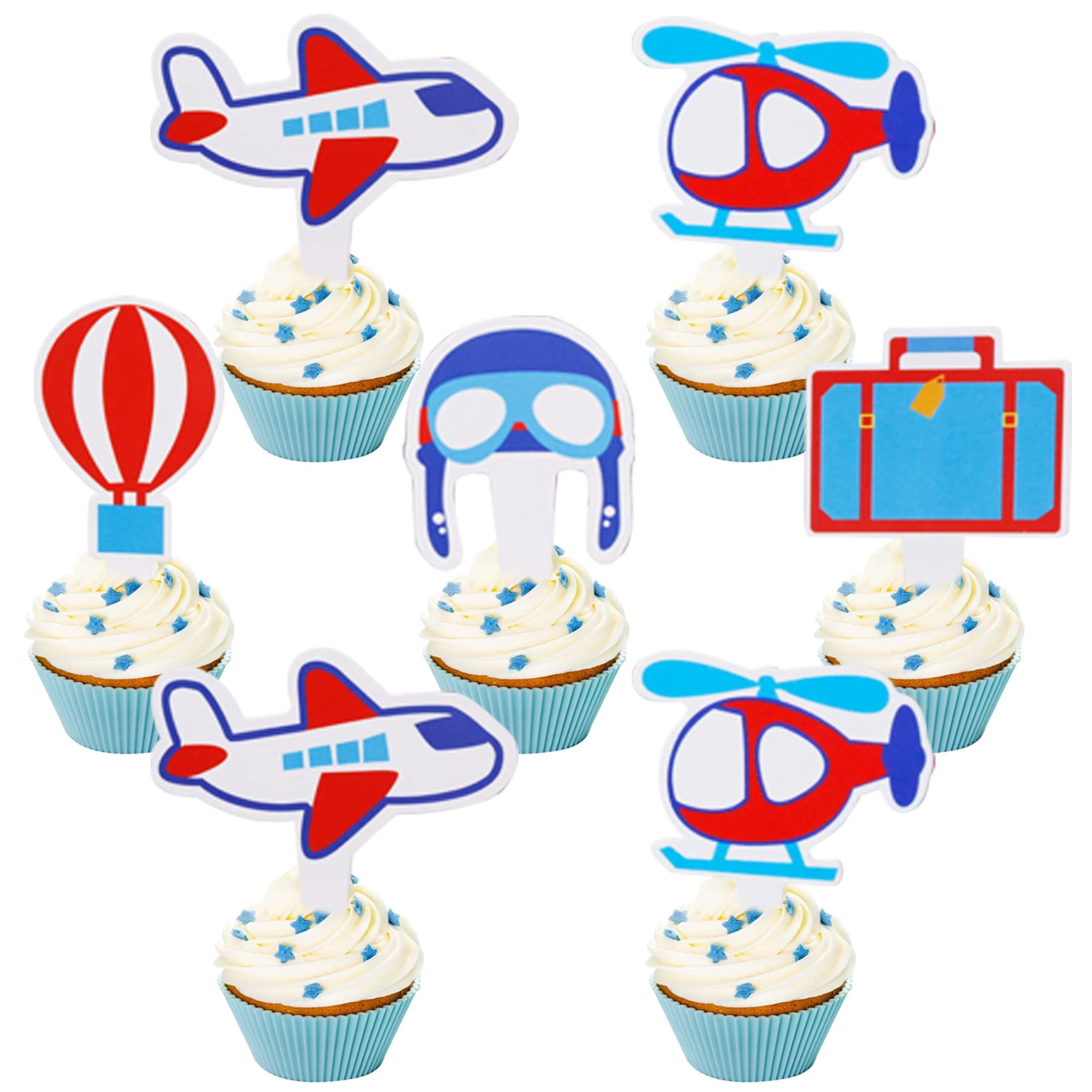 Skybound Celebrations: 24 Airplane Cupcake Toppers for Travel-Themed ...