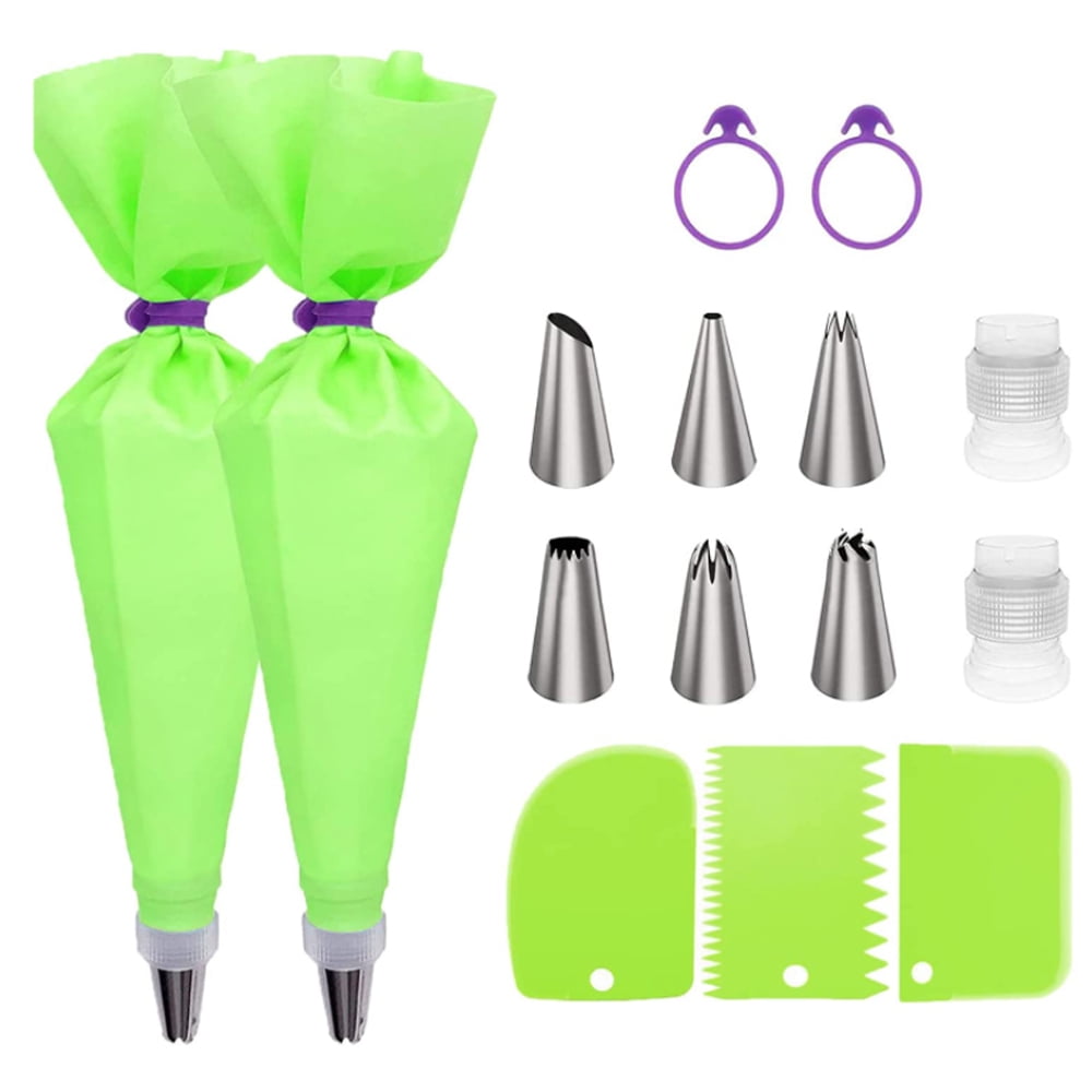 Skycarper Reusable Piping Bags and Tips Set, Cake Decorating Kit with 2