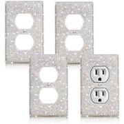 Skycarper 4PACK Silver Shiny Sparkle Bling Crystal Rhinestones Wall Plate Cover Outlet Covers Wall Plate Cover Light Switch Cover Decorative Bling Light Switch Cover for Home Decor