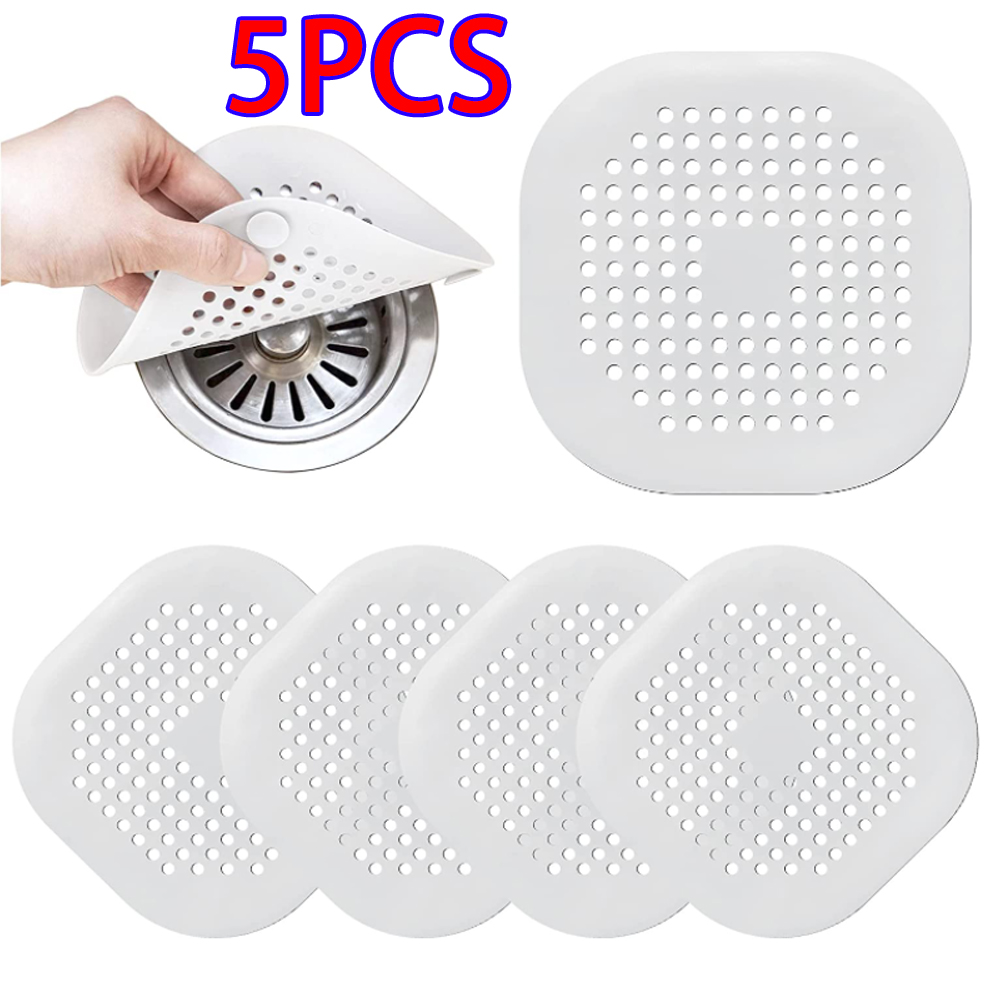 5pcs Silicone Sink Plug Hair Catcher Bathtub Drain Stopper Anti