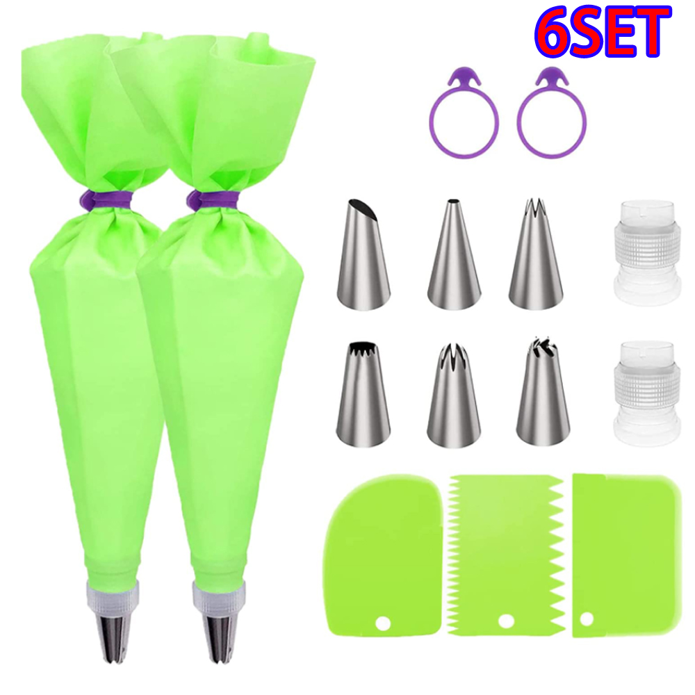 Skycarper 6SET Piping Bag and Cake Decorating Tips, Baking Supplies Kit ...