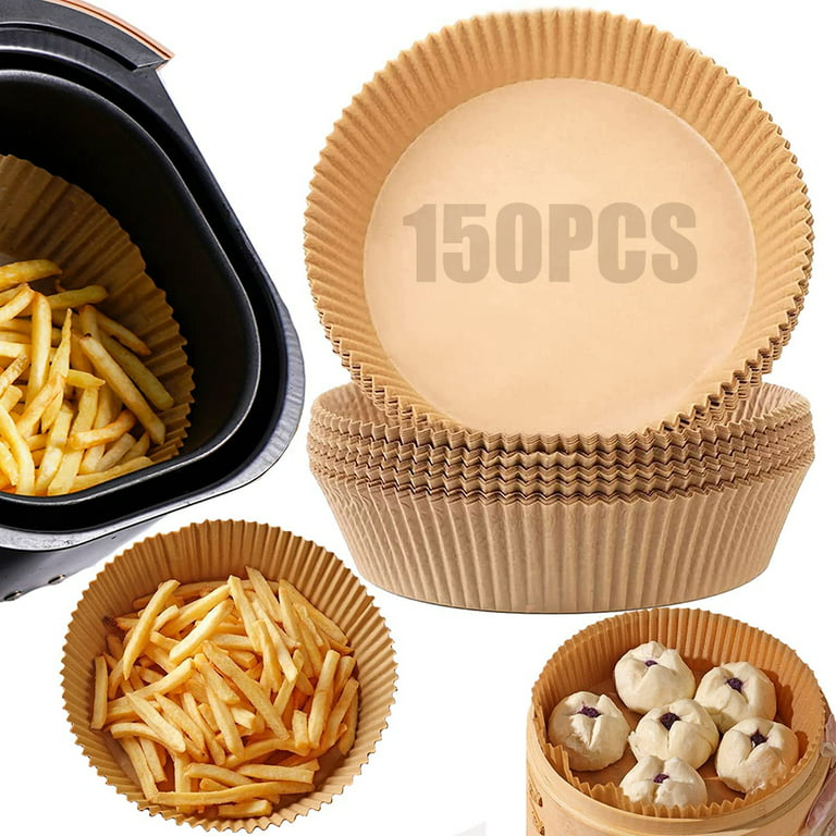 150PCS Air Fryer Disposable Paper Liner,Round Non-stick Disposable Air  Fryer Liners, Baking Paper for Air Fryer Food Grade for Baking Roasting  Microwave - (Natural & 6.3inch) 