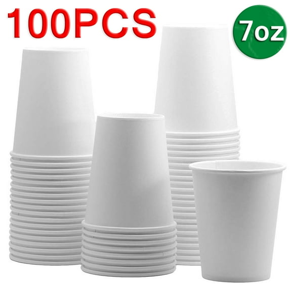 Skycarper Bathroom Cups, 7oz Mouthwash Disposable Cups, Snack Paper Cups for Parties/Wedding/Home Kitchen (White, 100PCS)