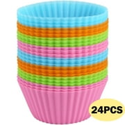 Skycarper Mini Size Silicone Baking Cups Muffin Cups, Reusable and Nonstick Mini Cupcake Liners, Mini Chocolate Holders Truffle Cups, 24 Pack, 6 Vibrant Colors