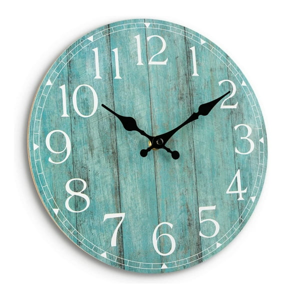 Skycarper Wall Clock for Country Farmhouse Kitchen, Retro Battery Operated Silent Non-Ticking Decorative for Home Bathroom Bedroom Living Room (10 Inch, Blue)