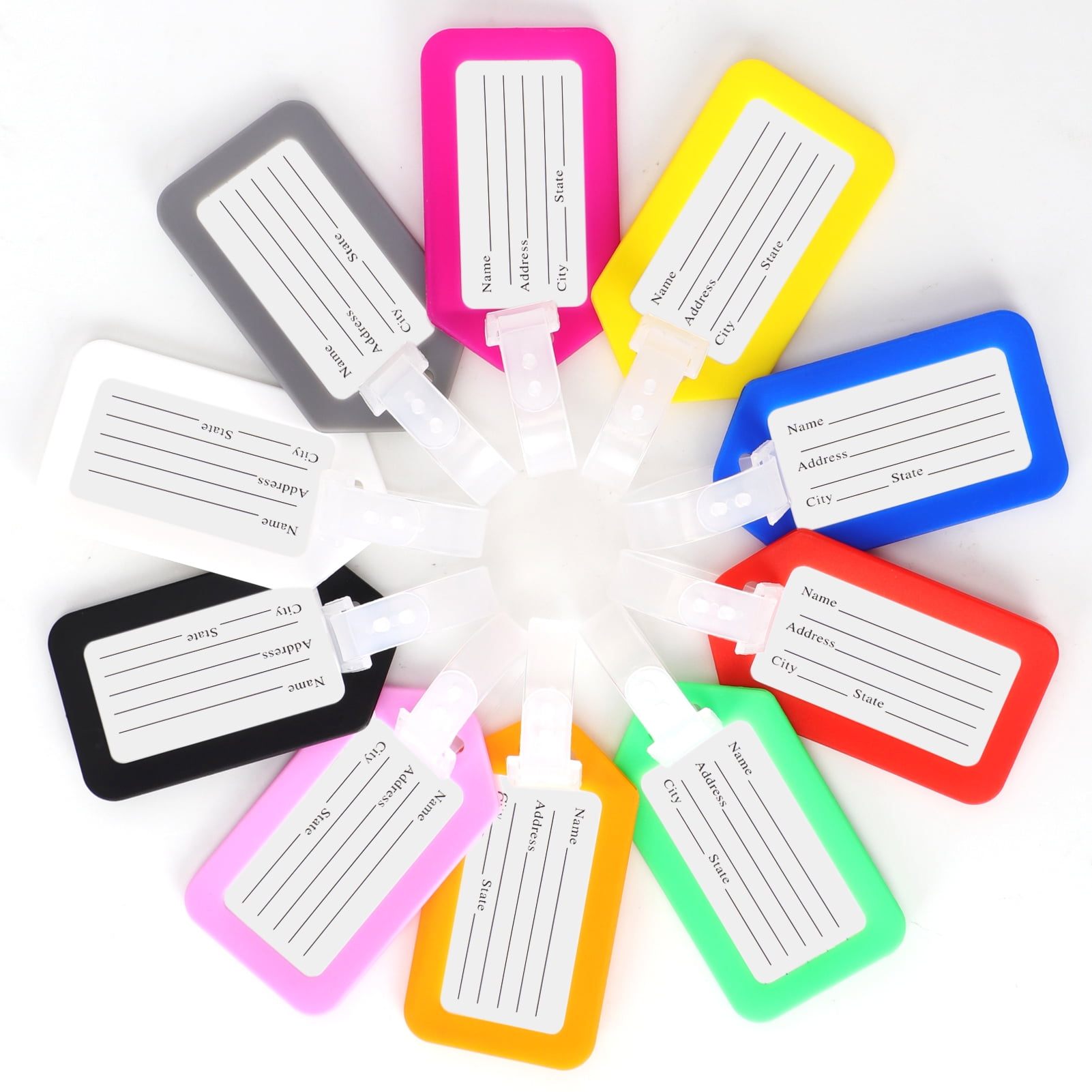 Skycase 10 Pcs Luggage Tags, MultiColor Plastic Luggage Identifiers with Lanyard, Name Tags