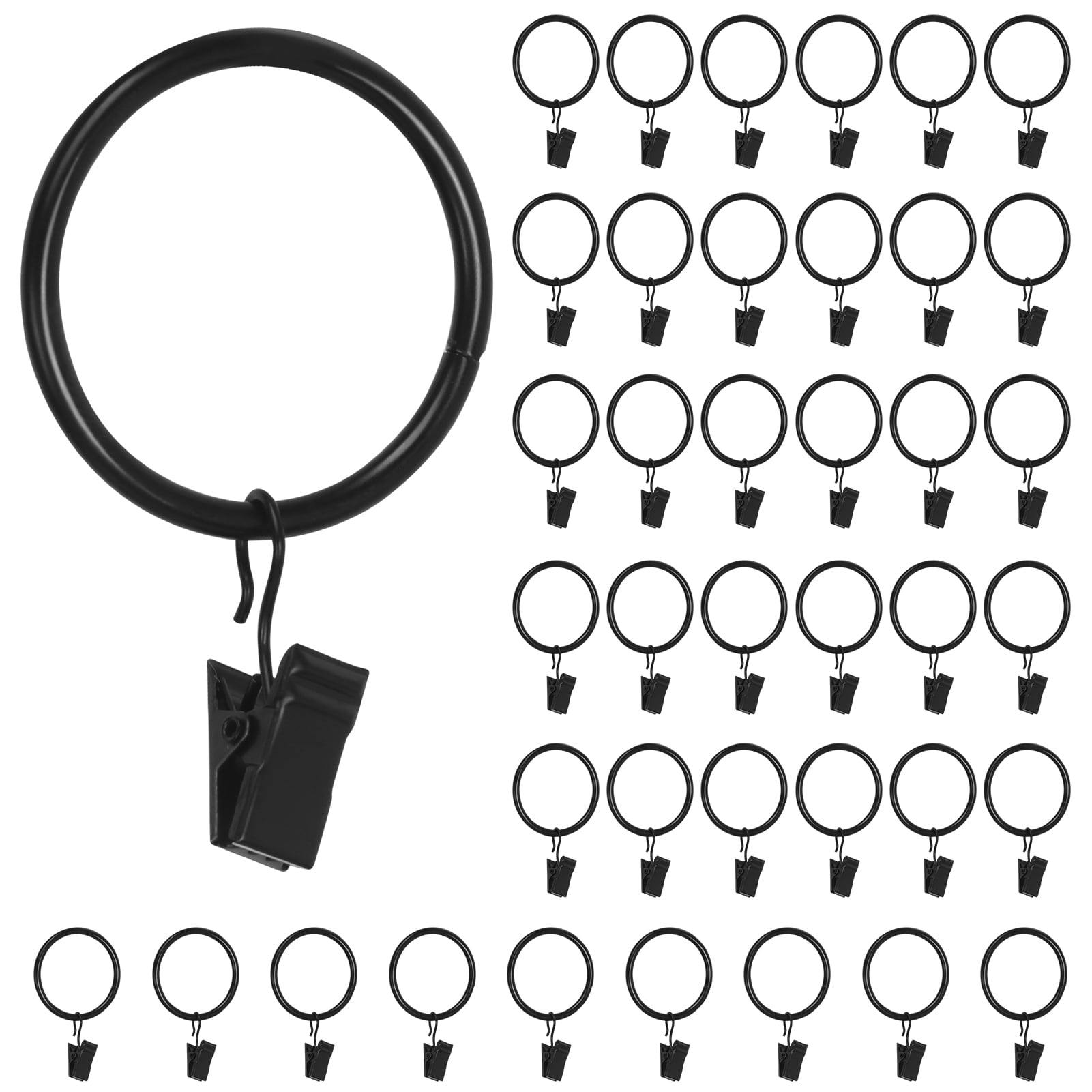 Skycase 40 Pack Curtain Rings,Metal Curtain Ring with Clips,Decorative