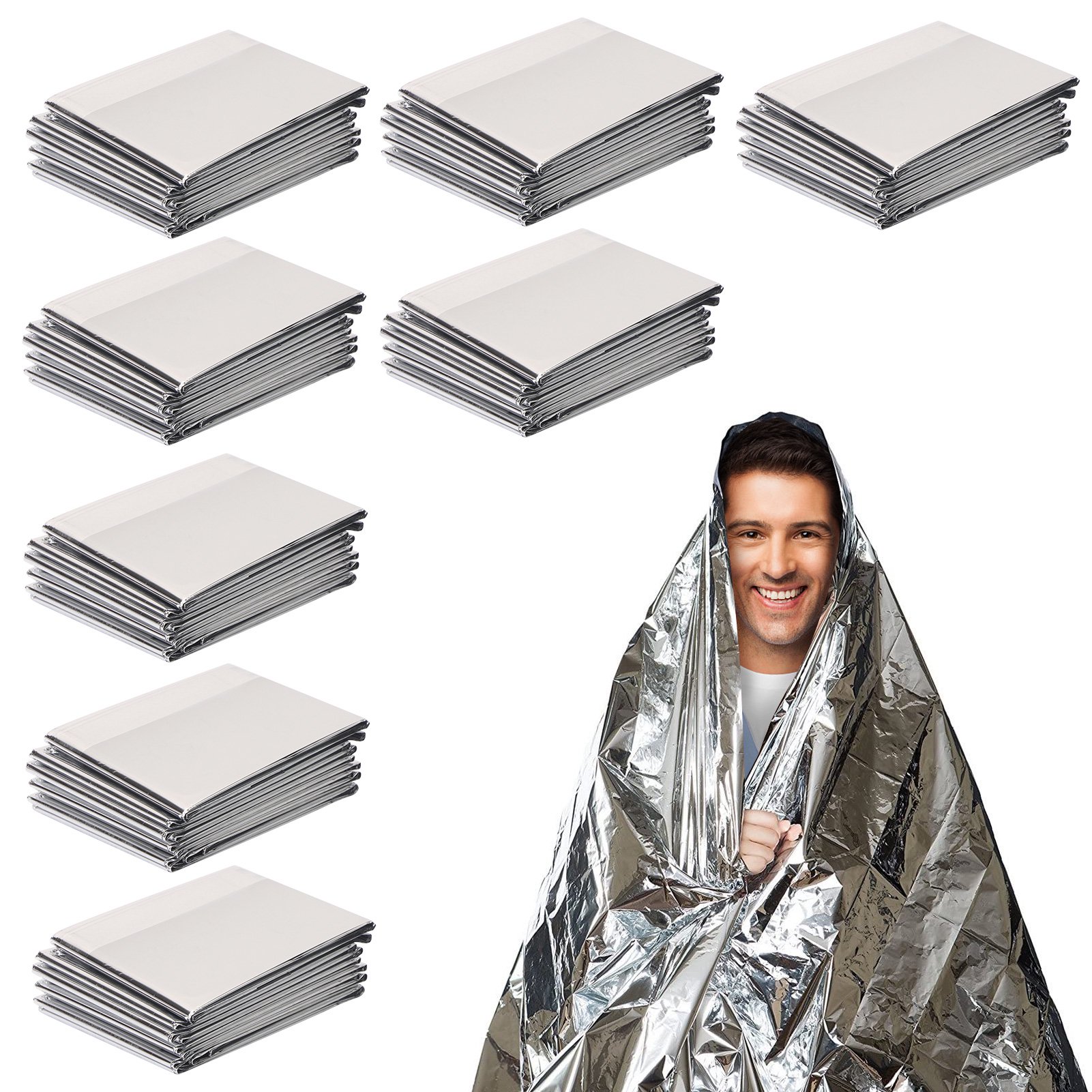 Skycase Emergency Mylar Thermal Blankets,8 Pack Emergency Thermal Blankets,Silver  . - Walmart.com