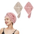 thumbnail image 1 of Skycase Hair Towel Wrap for Women 2 Pack, Ultra Absorbent Twist Hair Turban Drying Cap Hair Wrap (Pink + Brown), 1 of 7