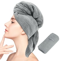 Skycase Large Hair Towel,Microfiber Hair Drying Towel Wrap for Women,Absorbent Microfiber Hair Towel with Elastic Strap,40*23 inch,Grey