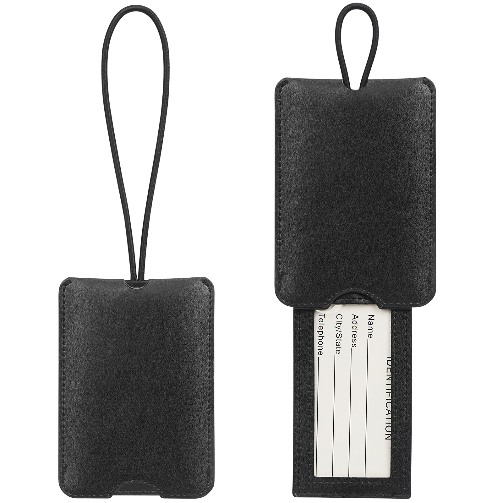 [2 Pack] Fintie Luggage Tags, PU Leather Name ID Label Holder with