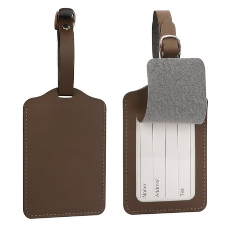 Luggage Tags, 2 Pack Premium PU Leather Luggage Tags Privacy Protection Travel Bag Labels Suitcase Tags,Brown