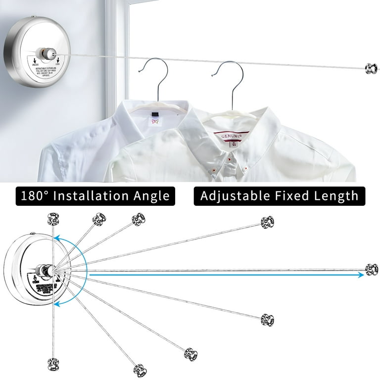 Skycase Retractable Clothesline, Stainless Steel, Adjustable Nylon
