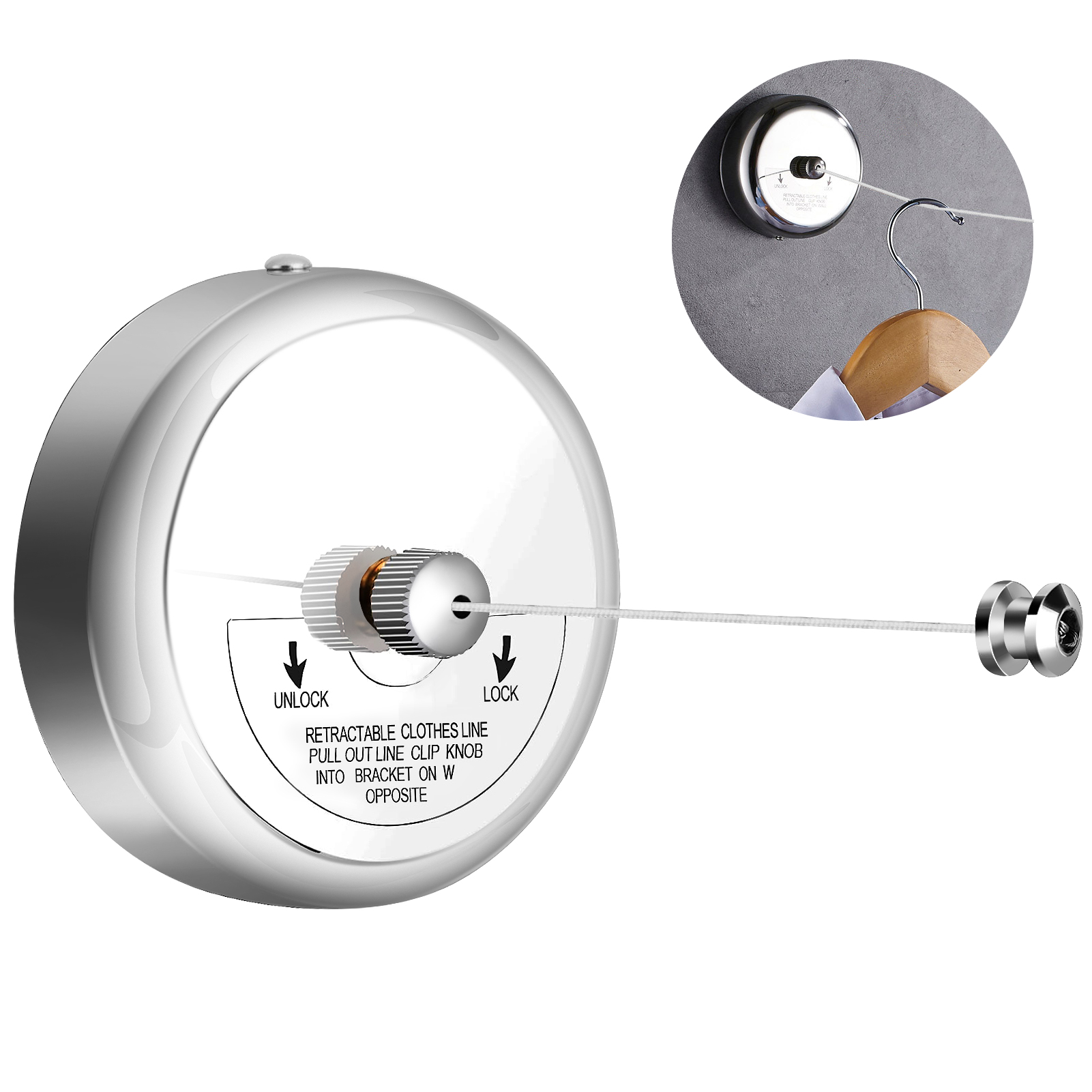 Retractable Clothesline with Adjustable Stainless Steel Double Rope