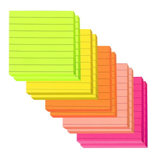 Lined Sticky Notes, 4 x 6, 6 Pack, 300 Sheets (50/Pad), Self Stick Notes with Lines, 4 Assorted Pastel Colors, by Better Office Products, Post Memos