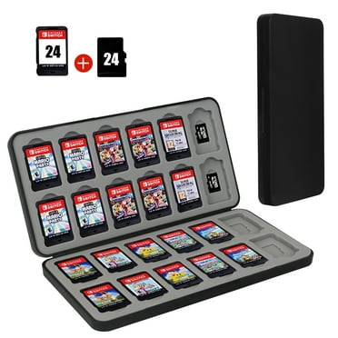 Skycase Switch Game Case for Nintendo Switch with Mirco SD Cards Holder, Portable Switch Game Card Case with 24 Game Card Slots & 24 Micro SD Card Slots, Hard Shell, Soft Silicone Lining (Black)