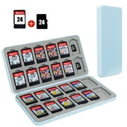 Skycase Switch Game Case for Nintendo Switch with Mirco SD Cards Holder, Portable Switch Game Card Case with 24 Game Card Slots & 24 Micro SD Card Slots, Hard Shell, Soft Silicone Lining (Blue)