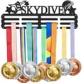 thumbnail image 1 of Skydive Medal Holder Display Hanger Rack Frame for Skydive Athletes Sturdy Black Steel Metal Wall Mounted Hooks Medal Rack Display Kid's Gift, 1 of 7