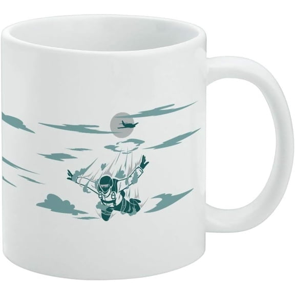 Skydiver Skydiving Out of Plane Ceramic Coffee Mug, Novelty Gift Mugs for Coffee, Tea and Hot Drinks, 11oz, White, waYanl-4388, BZ305