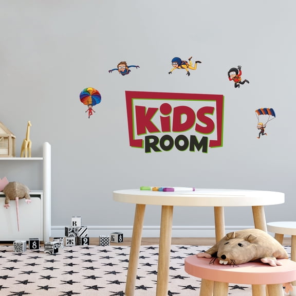 Skydivers Kids Room Wall Decal - Vinyl Wall Sticker Skydiving Wall Art - Modern Design Sport Decor for Kids Room , Bedroom,Boys Girls Room-Easy to Apply and Remove-Size : 10" x 5"