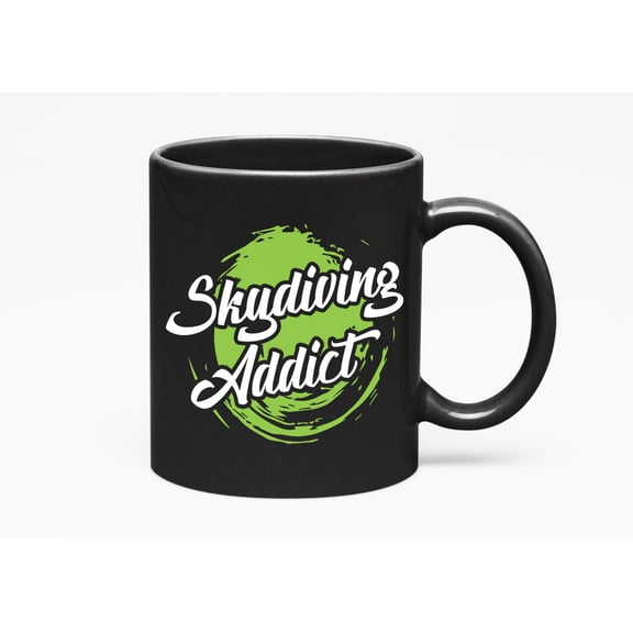 Skydiving Addict, Black 11oz Ceramic Mug