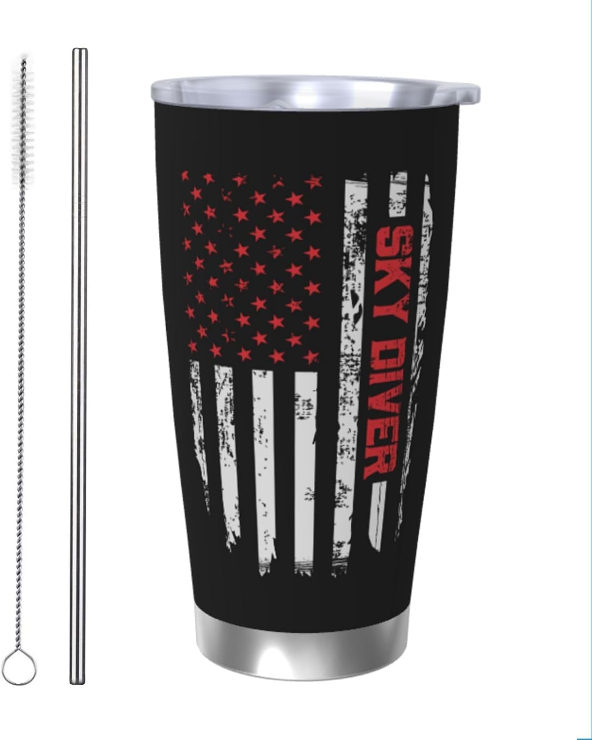 Skydiving American Flag Water Tumbler Stainless Steel Spill Prevention