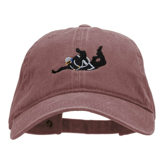 Skydiving Embroidered Washed Cotton Brass Buckle Cap - Maroon OSFM