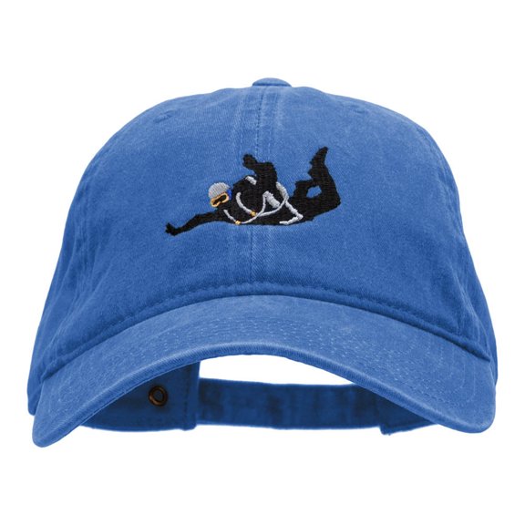 Skydiving Embroidered Washed Cotton Brass Buckle Cap - Royal OSFM