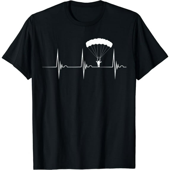 Skydiving Heartbeat Skydiver Skydive EKG Pulse Jump T-Shirt Black 3X-Large