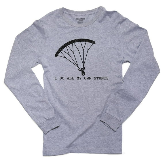 Skydiving I Do All My Own Stunts Parachute Men's Long Sleeve Grey T-Shirt