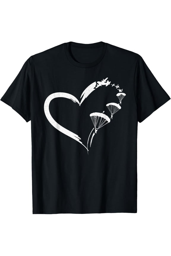 Skydiving Parachute Paraglide Heart T-Shirt