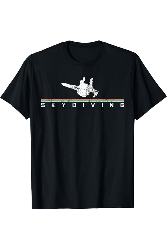 Skydiving Skydiver Retro Skydive Vintage Gift T-Shirt men and women can wear, black, white, gifts