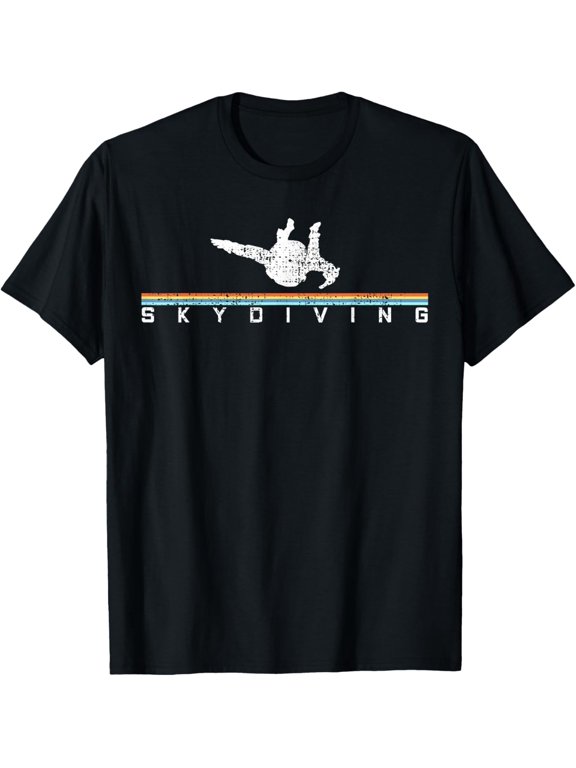 Skydiving Skydiver Retro Skydive Vintage Gift T-Shirt men and women can wear, black, white, gifts