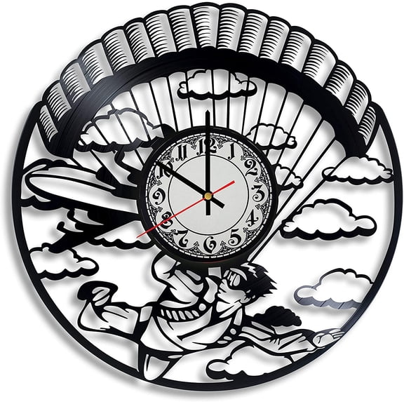Skydiving Sport Vinyl Record Wall Clock, Skydiver Gift for Any Occasion, Skydiving Accessories Art