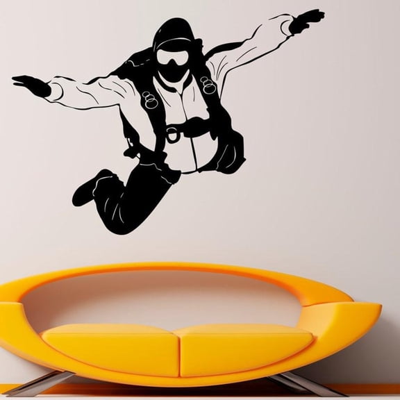 Skydiving Wall Decals Home Decor Removable Vinyl Wall Sticker Decal Parachute Jumping Self Adhesive 58x43cm